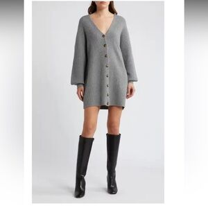 French Connection Babysoft Rib Button Front Long Sleeve Sweater Dress